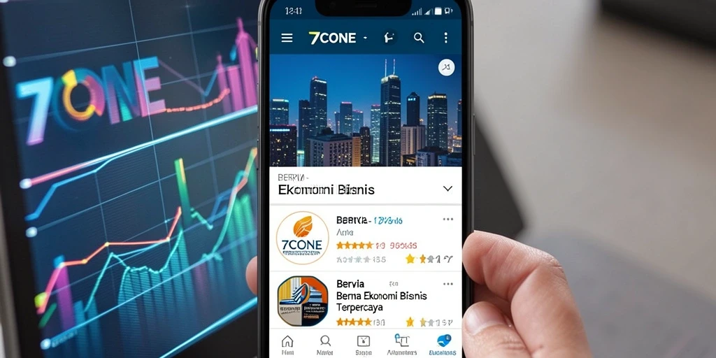 Tampilan antarmuka aplikasi 7CONE dengan fitur berita ekonomi.