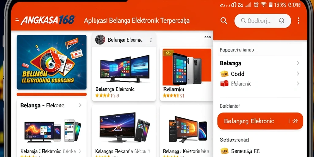 Tampilan antarmuka aplikasi ANGKASA168 untuk belanja elektronik.