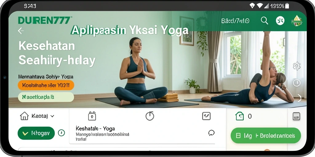 Antarmuka aplikasi DUREN777 yang ramah pengguna untuk latihan Yoga.