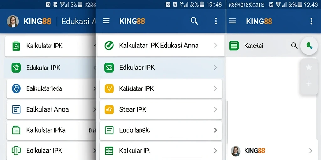 Antarmuka utama KING88 dengan fungsi Kalkulator IPK yang mudah digunakan.
