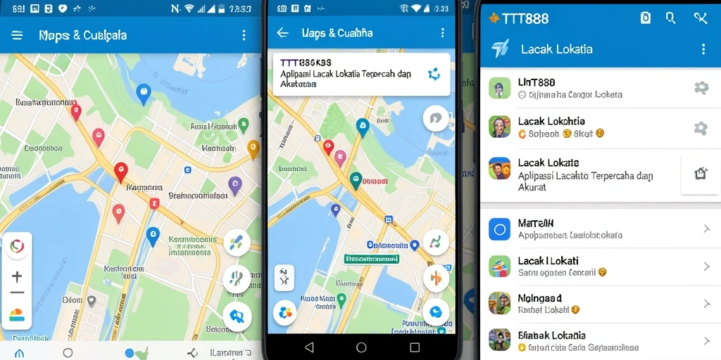 Antarmuka aplikasi TTT888 dengan fungsi lacak lokasi yang jelas.