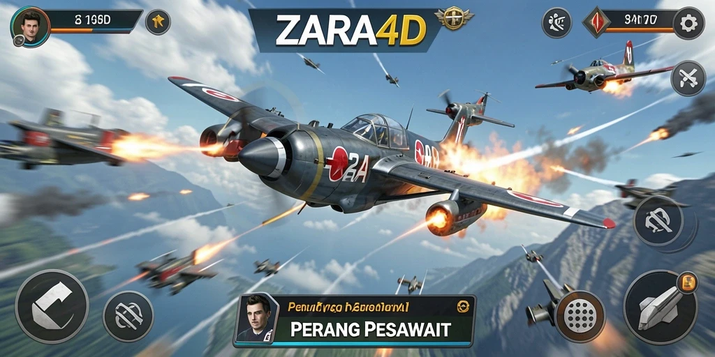 Antarmuka ZARA4D yang menarik dengan tampilan pesawat tempur di latar belakang.
